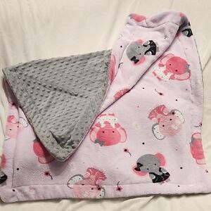 Cozy Pink and Gray Elephant Blanket